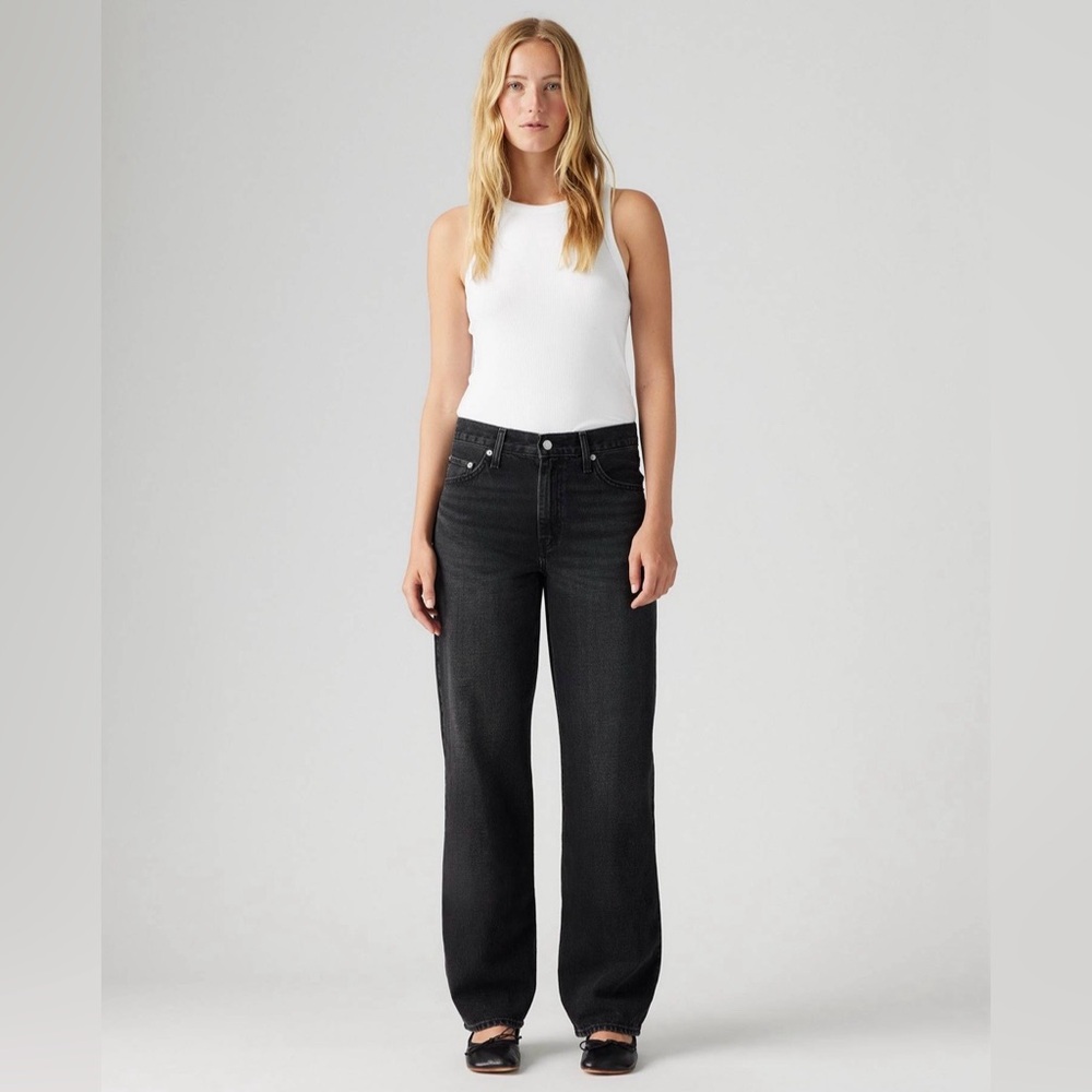 Levi’s Premium Baggy Dad Jeans W25 L30 Black High Rise Straight Leg
